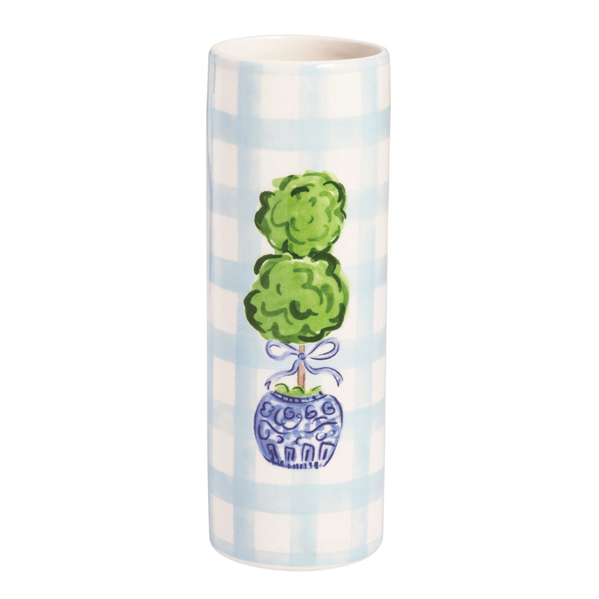Blue and Green Chinoiserie Ceramic Topiary Vase