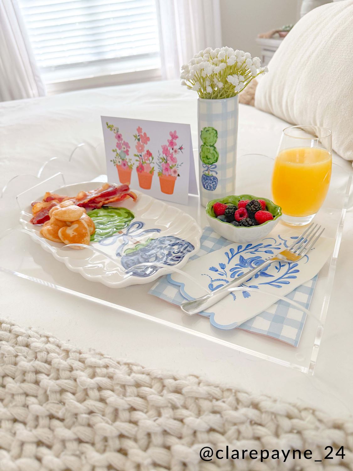 Blue and Green Chinoiserie Ceramic Topiary Vase