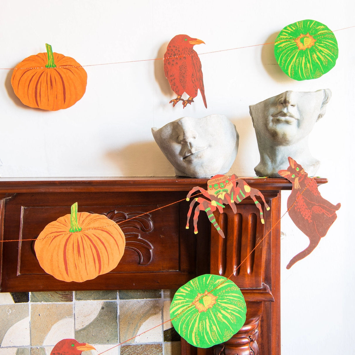 Pumpkin & Spooky Sewn Paper Garland | East End Press