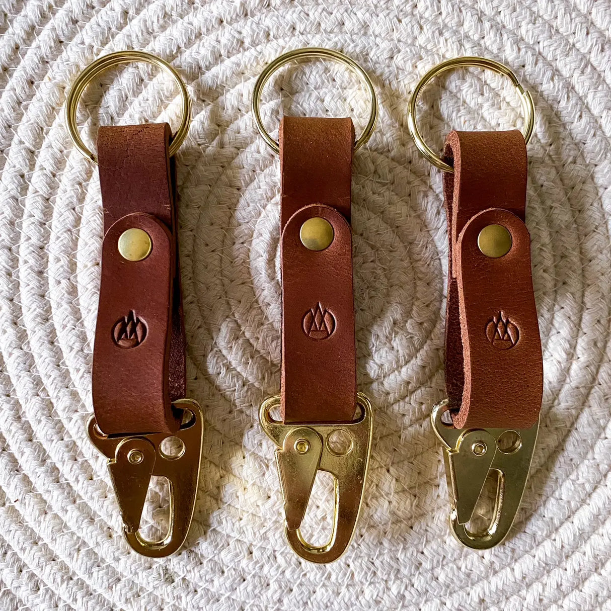 Brass Lever Snap Leather Keychain