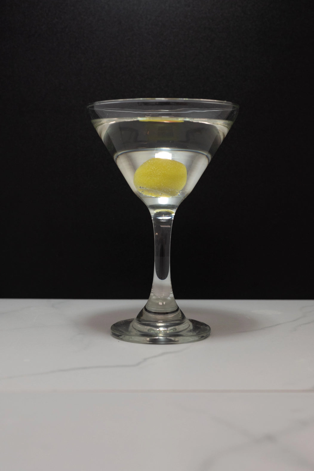 Realistic Fake Martini Glass with Olive