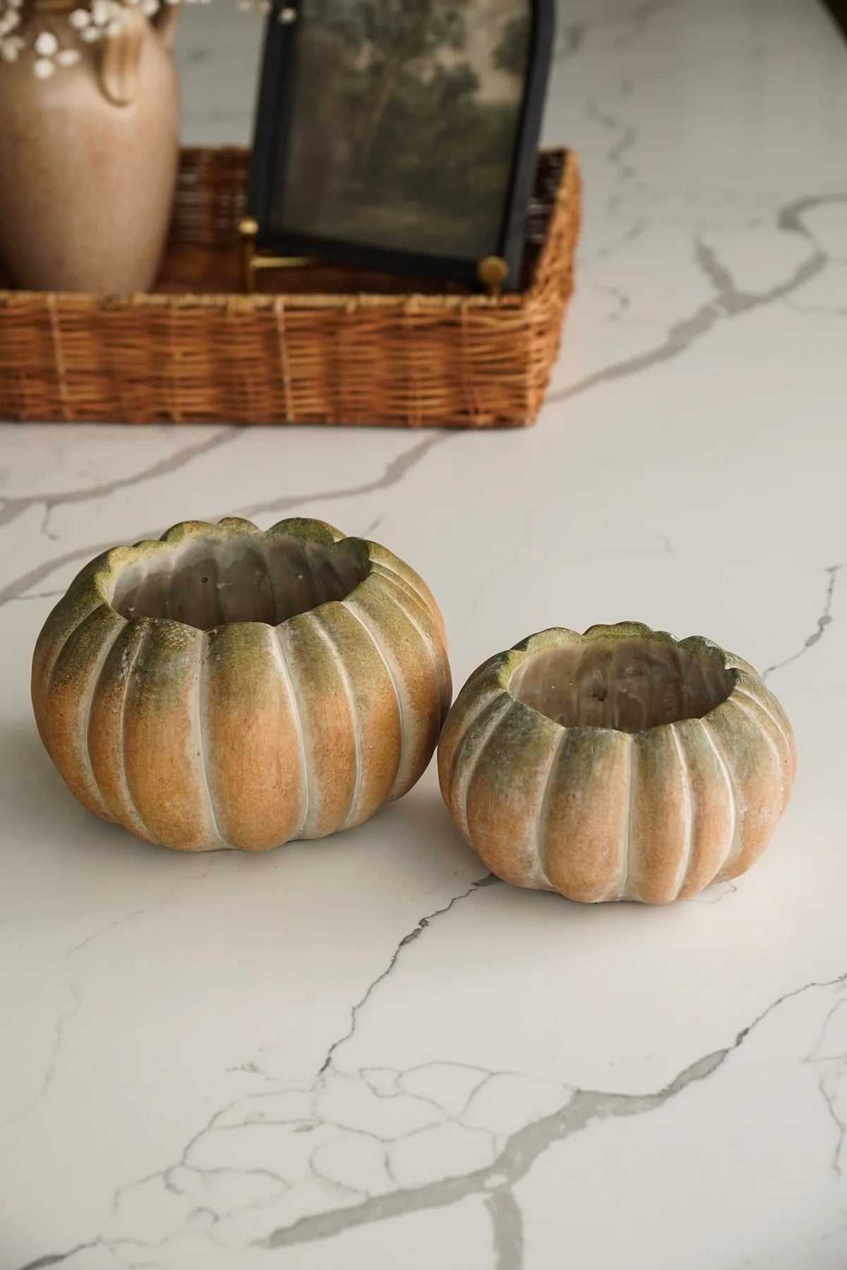Fall Ombre Cement Pumpkin Planters | 3 Sizes