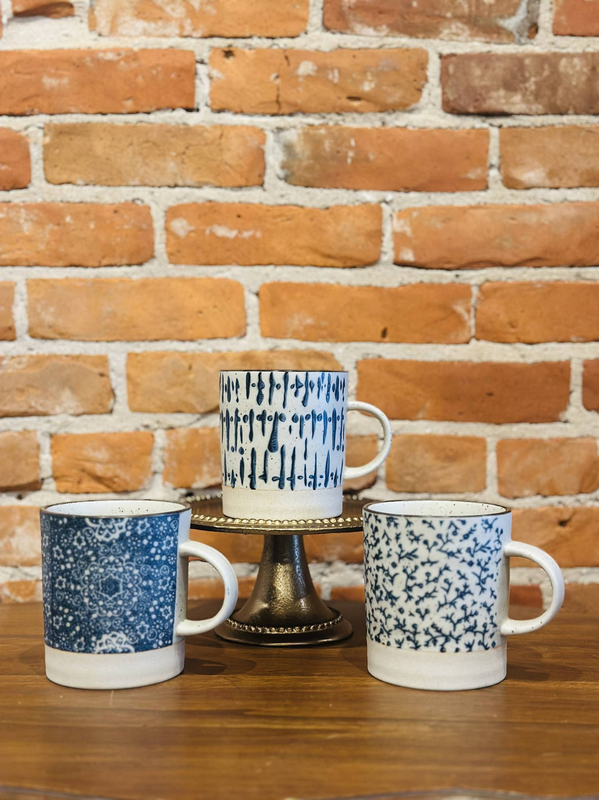 Blue & White Hand Stamped Ceramic Coffee Mug