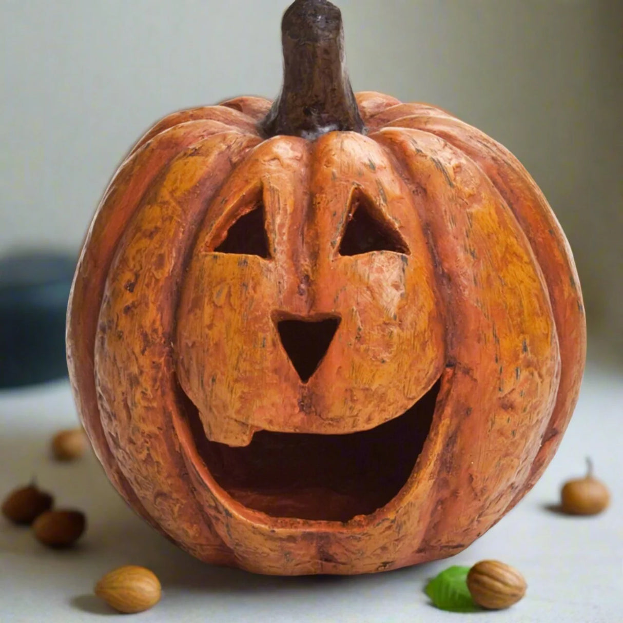 Orange Big Mouth Jack O'Lantern Resin Mache Pumpkins | 3 Sizes