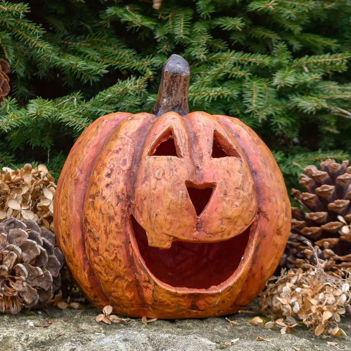 Orange Big Mouth Jack O'Lantern Resin Mache Pumpkins | 3 Sizes