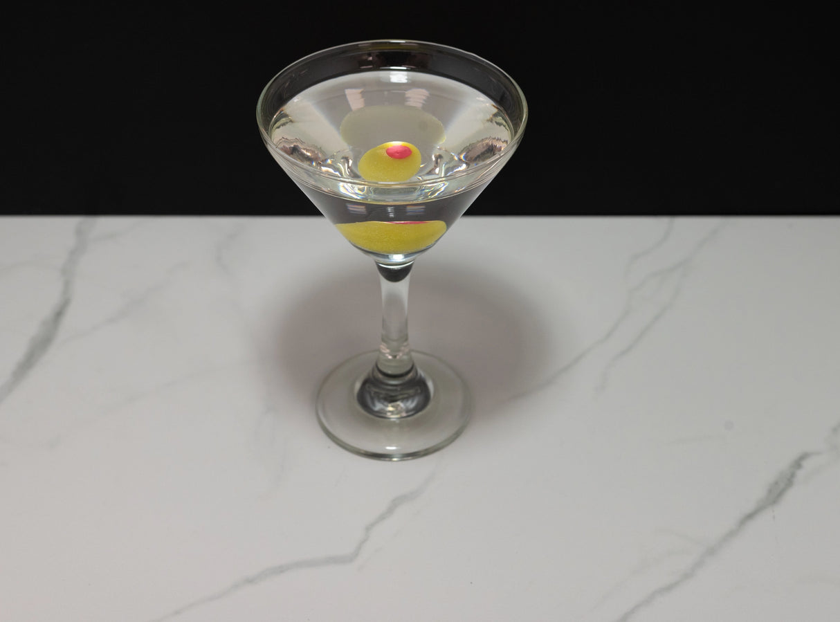 Realistic Fake Martini Glass with Olive