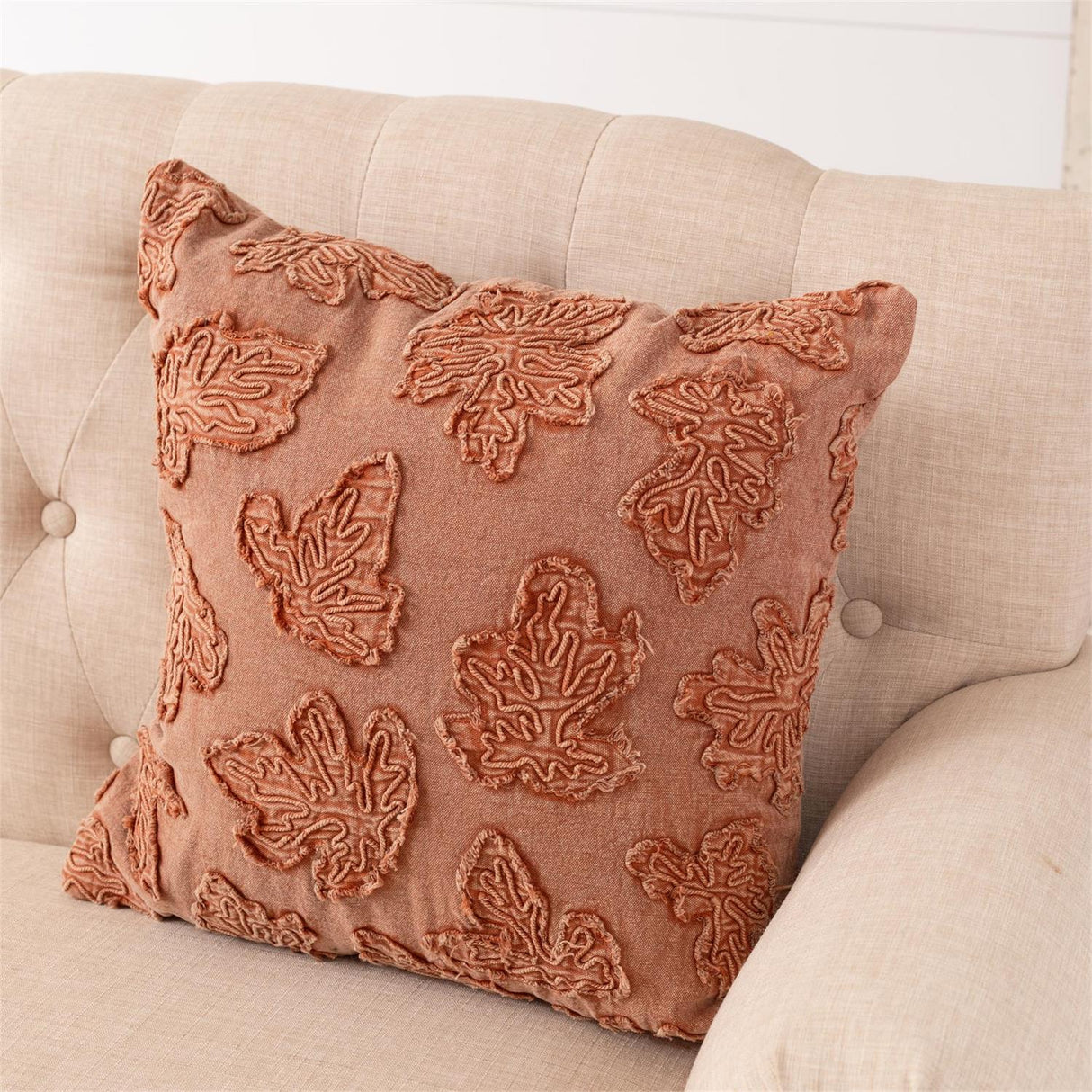 Fall Leaf Orange Stonewashed Throw Pillow