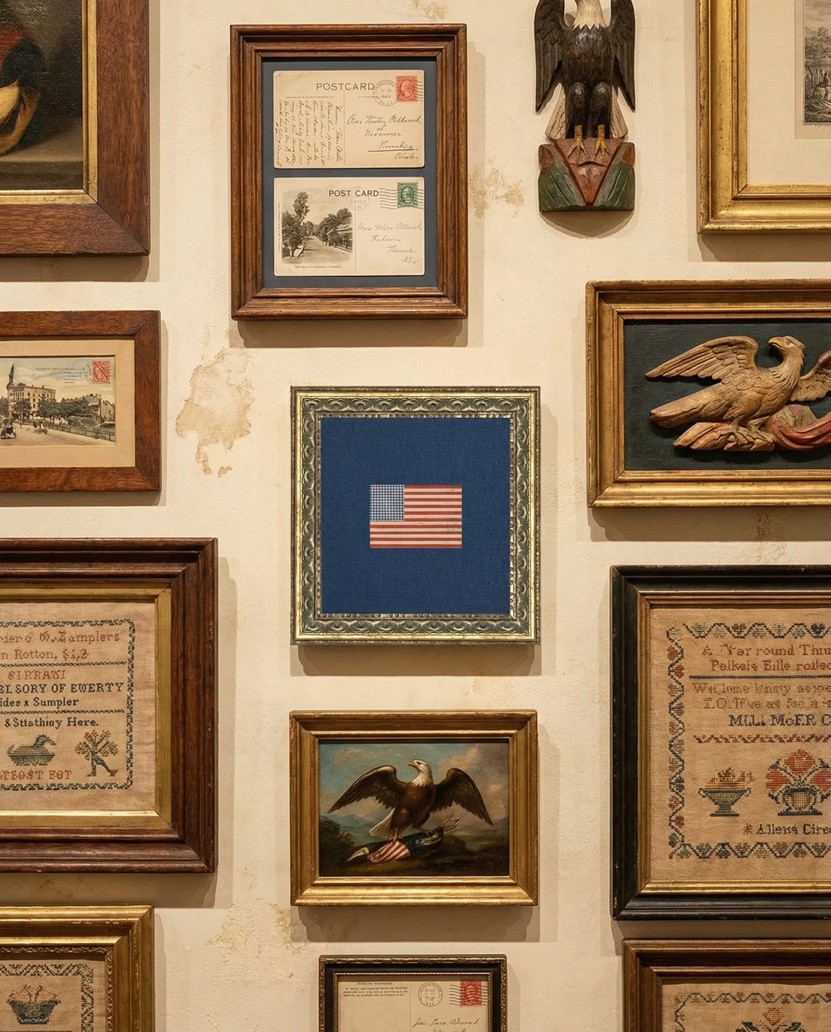 Framed Gingham American Flag Wall Art