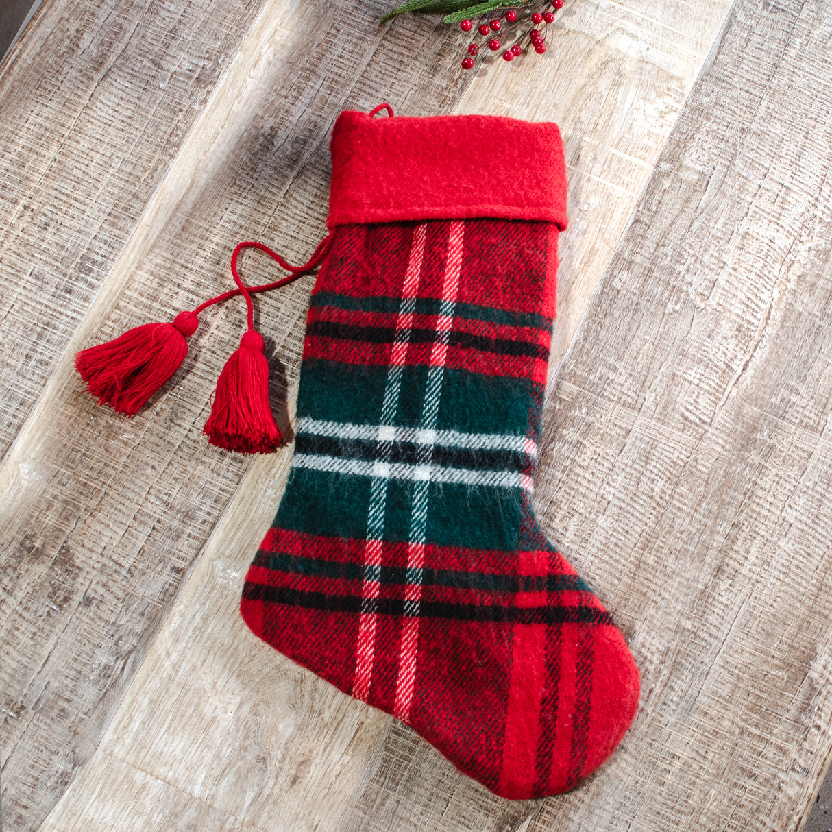 Red Tartan Plaid Christmas Stocking
