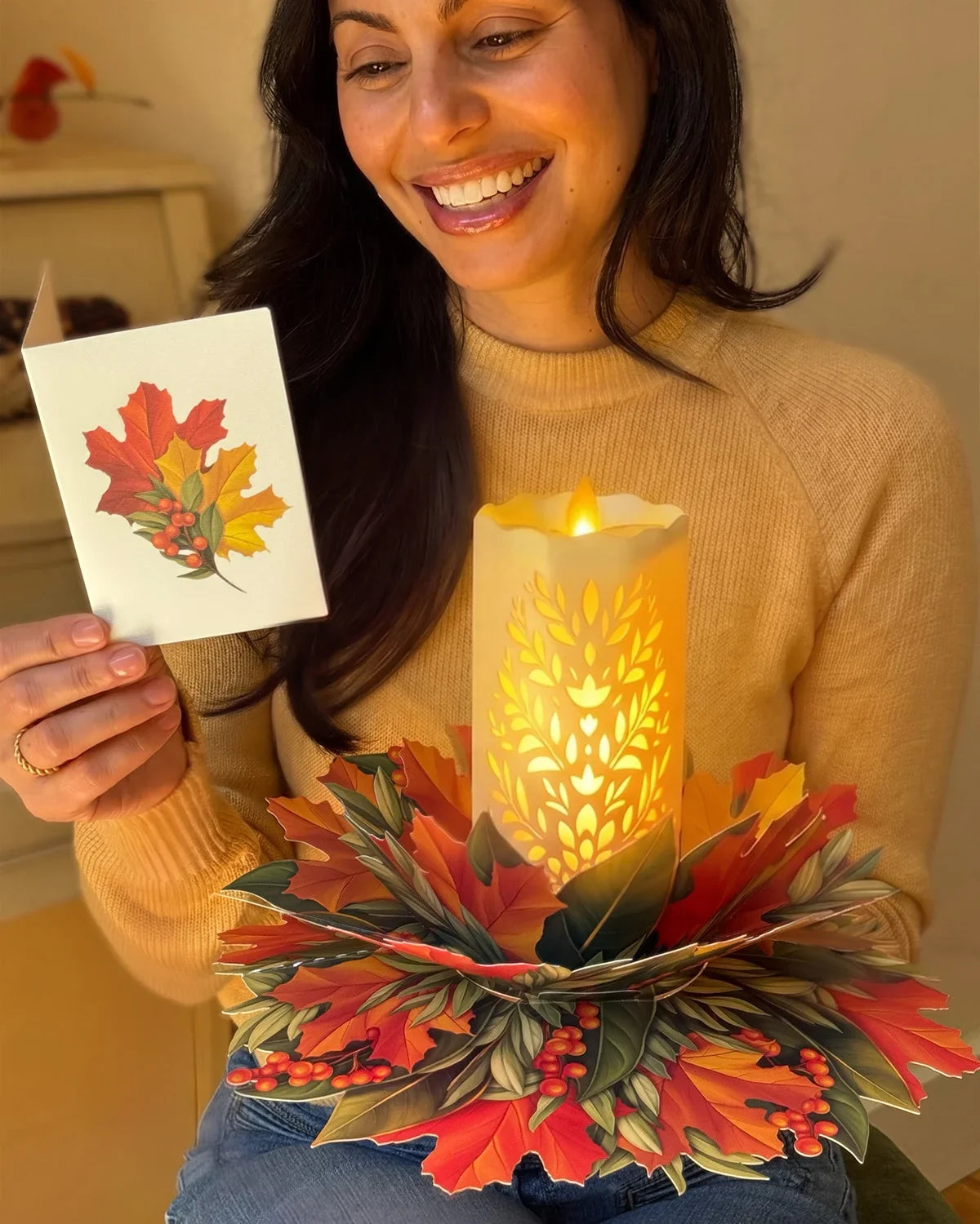 Light-Up Fall Candle Pop-Up Card | FreshCut Paper