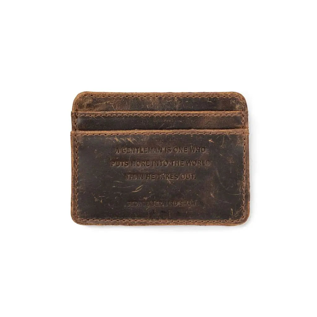 Distressed Leather Card Holder Wallet (George Bernard Shaw Quote) | 3 Colors