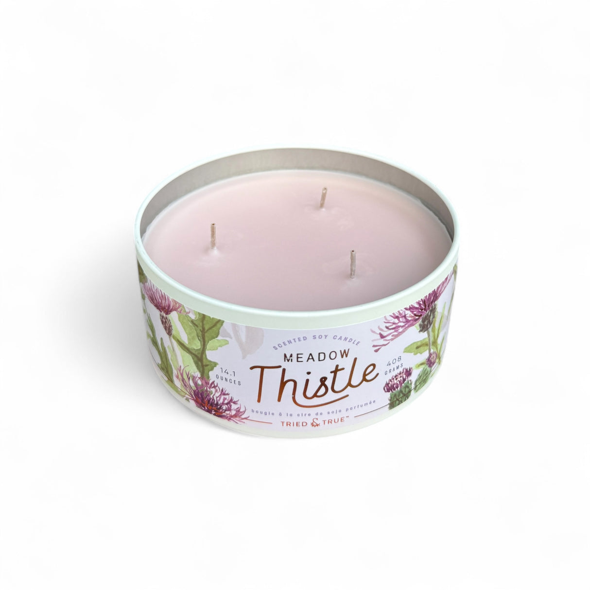 Meadow Thistle 3 Wick Soy Candle in Tin
