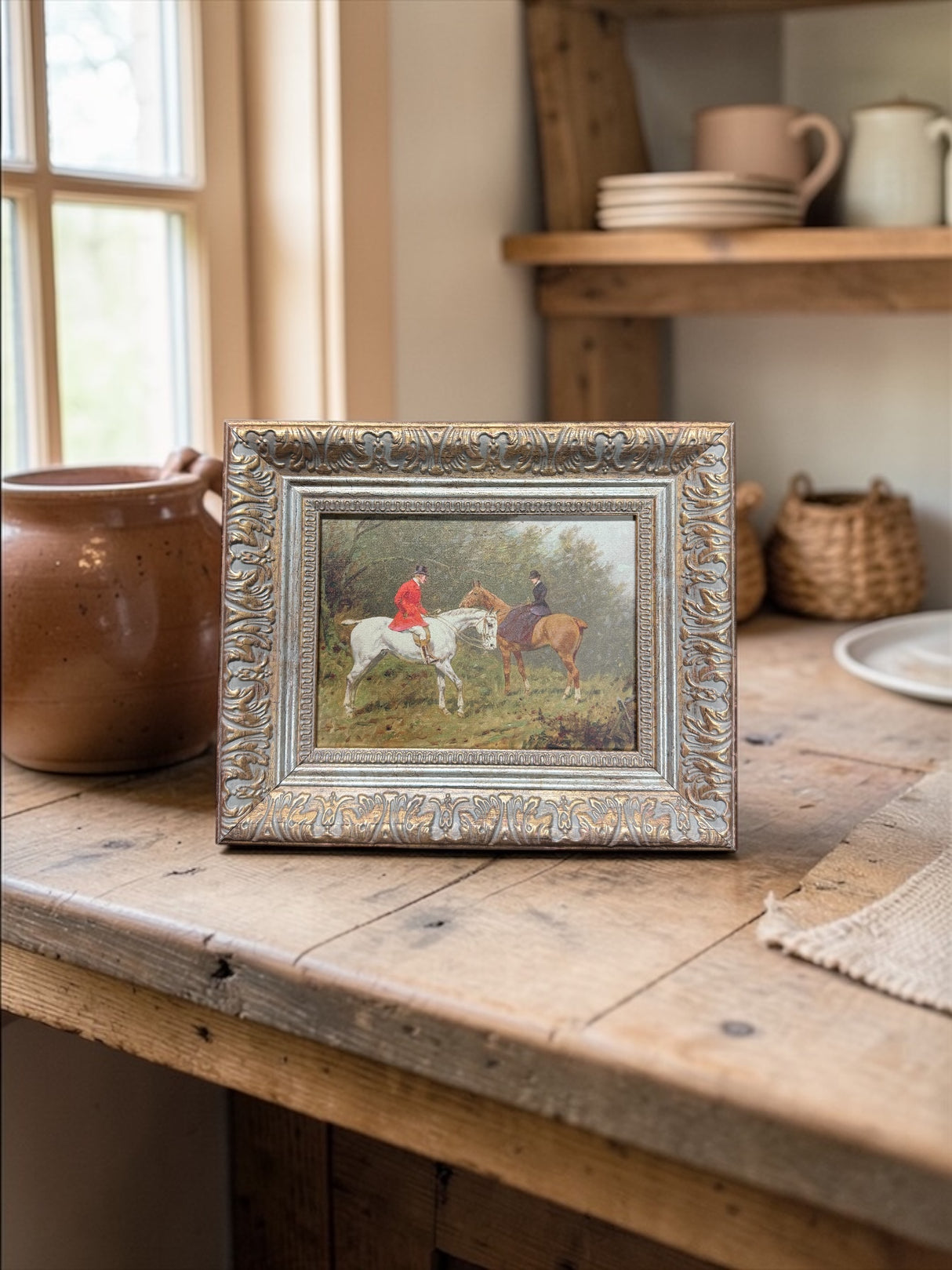Framed Equestrian Horse Riding Scene Wall Art