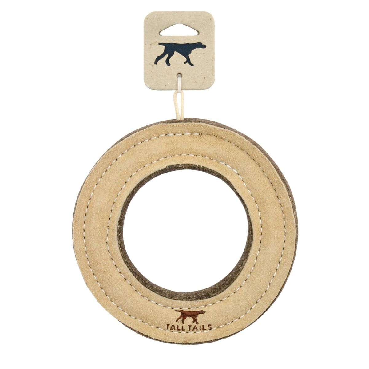 Natural Leather & Wool Ring Dog Toy