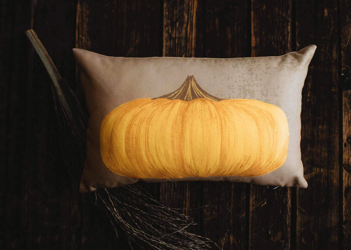 Primitive Yellow Pumpkin Lumbar Throw Pillow