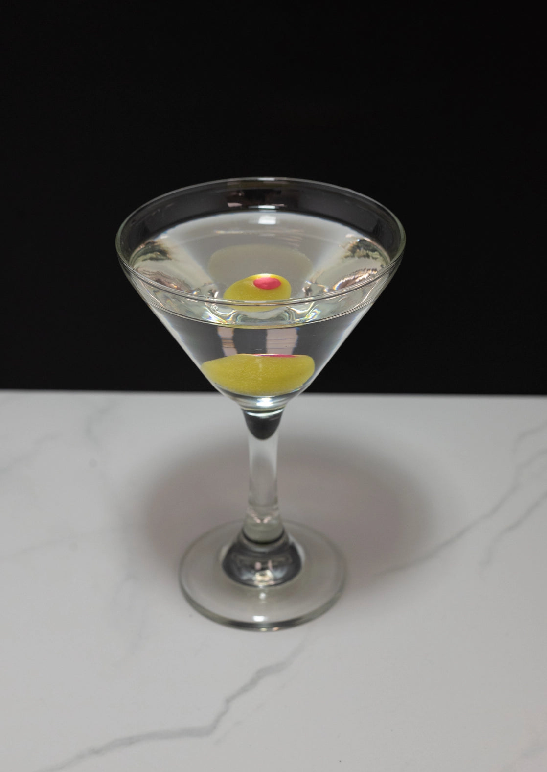 Realistic Fake Martini Glass with Olive