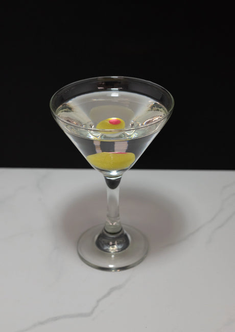 Realistic Fake Martini Glass with Olive