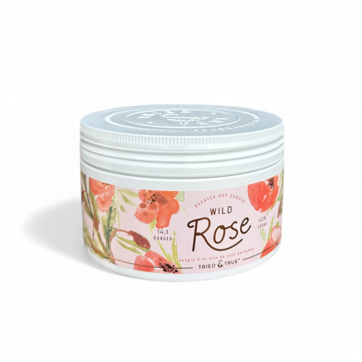 Wild Rose 3 Wick Soy Candle in Tin
