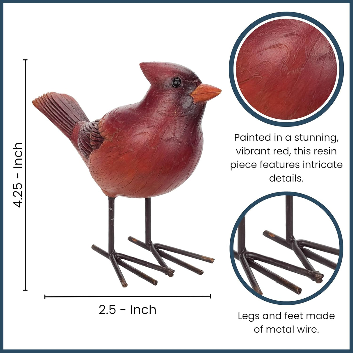 Red Cardinal Resin Bird Figurine