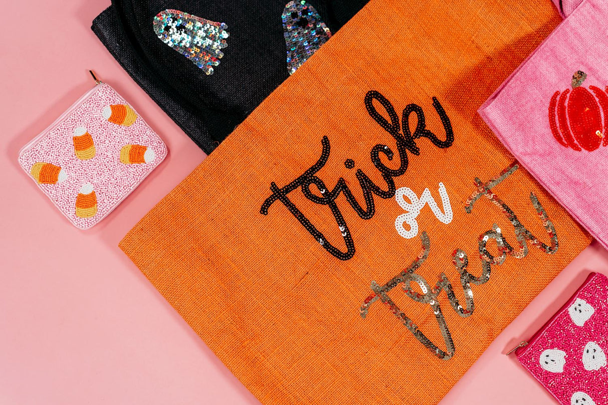 Halloween Sequin Jute Tote Bag | 2 Styles