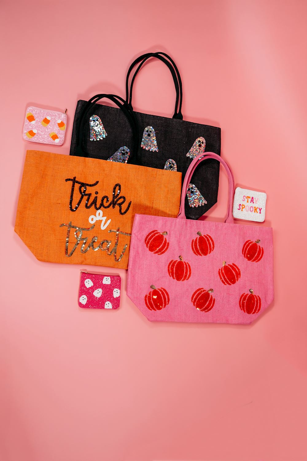 Halloween Sequin Jute Tote Bag | 2 Styles