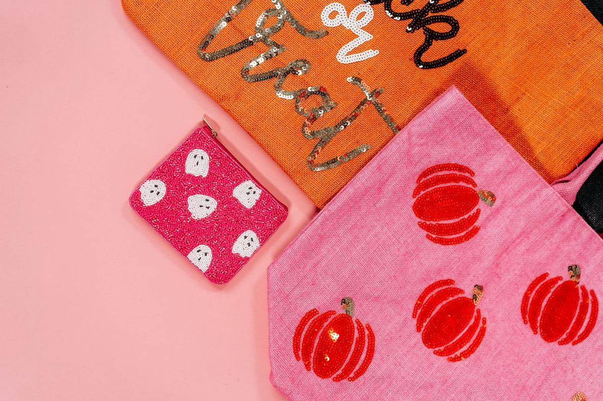 Halloween Sequin Jute Tote Bag | 2 Styles