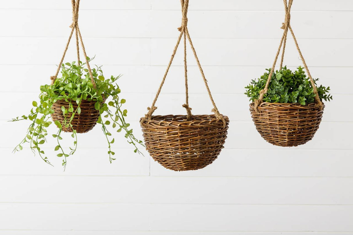 Handwoven Hanging Willow Basket Planters | 3 Sizes