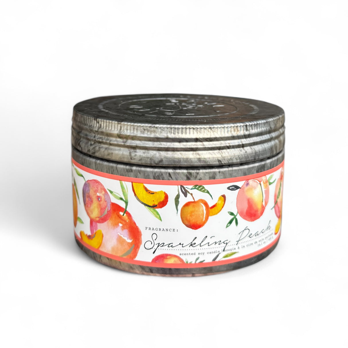 Sparkling Peach 3 Wick Soy Candle in Tin