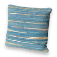 teal and gold chindi pillow