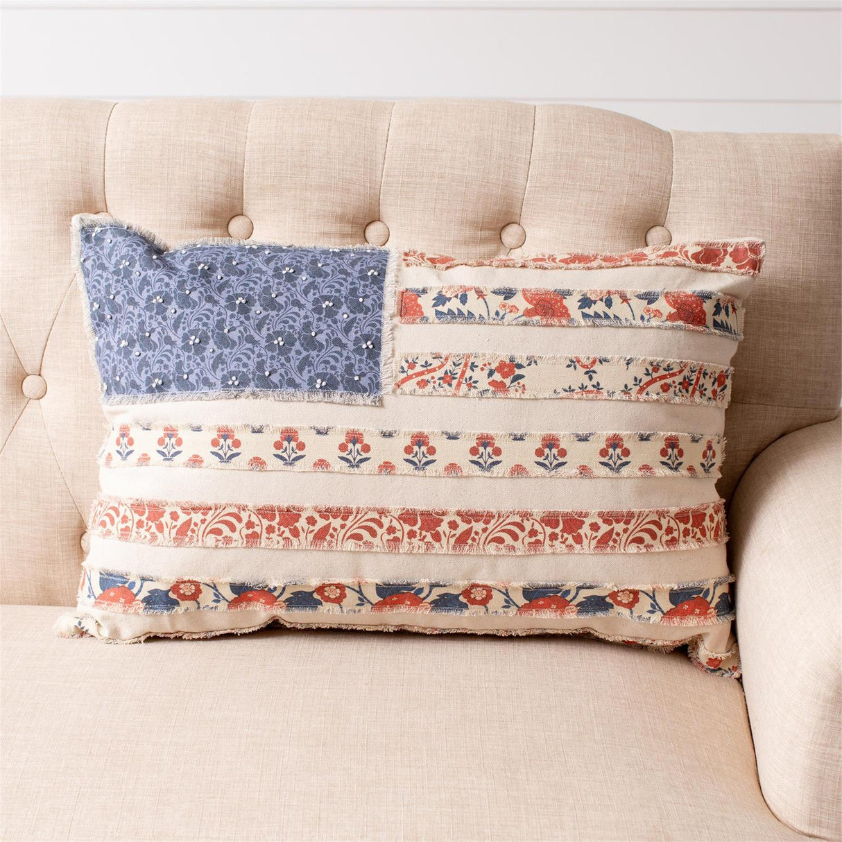 Patchwork American Flag Lumbar Pillow