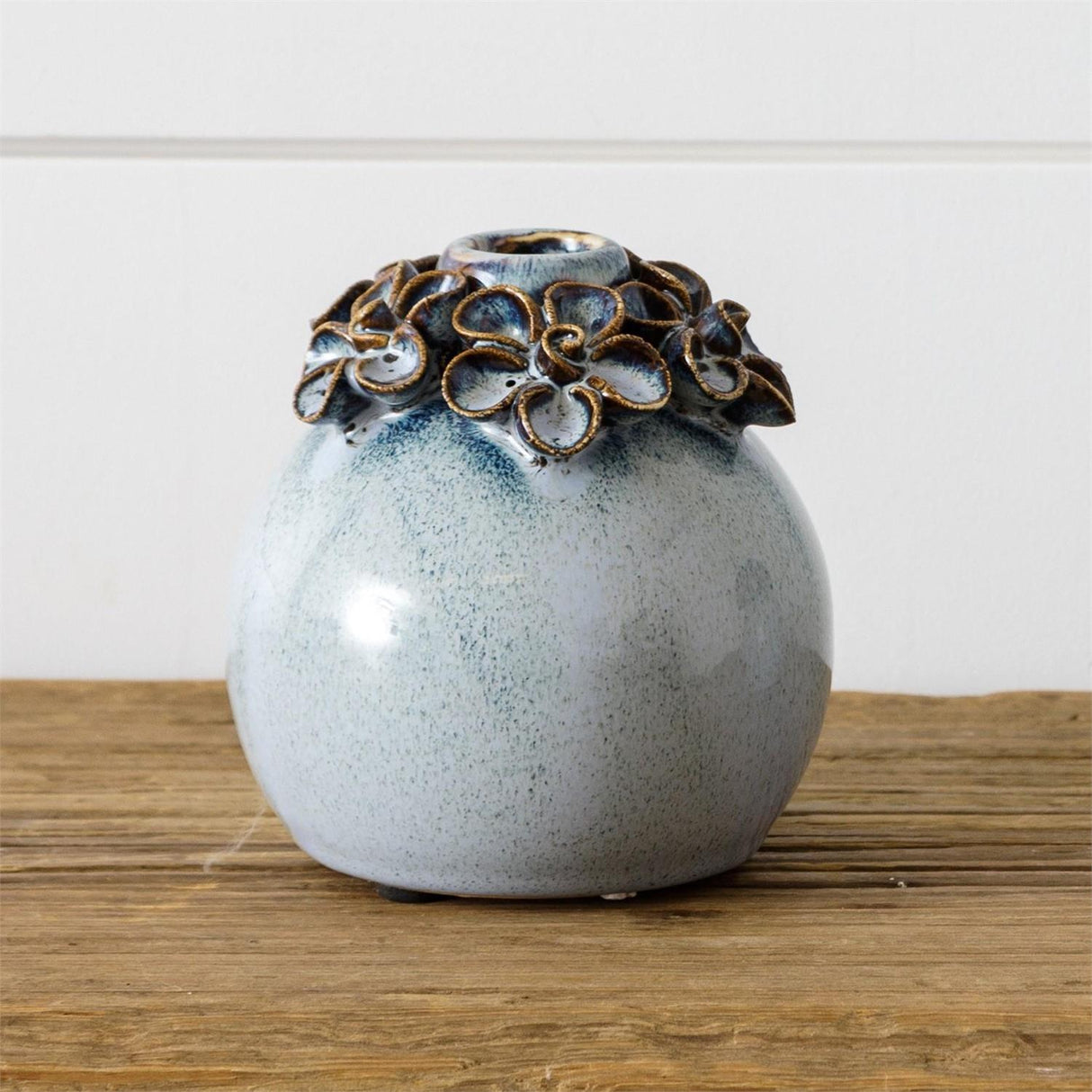 Blue Ceramic Stoneware Sculpted Flower Bud Vase | 2 Sizes