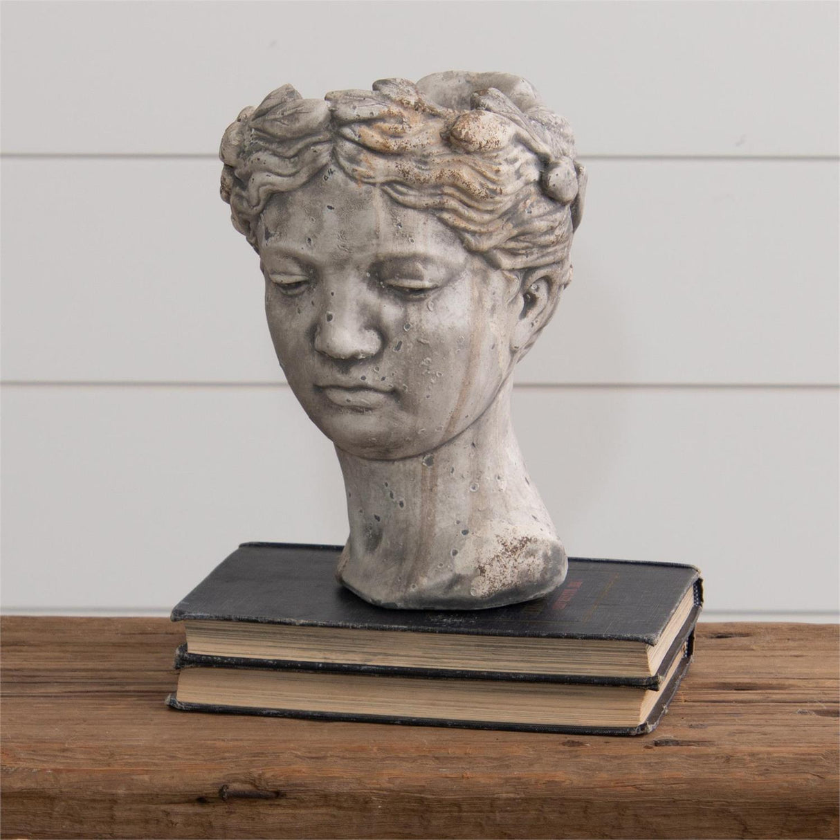 Distressed Cement Garden Head Bust Planter