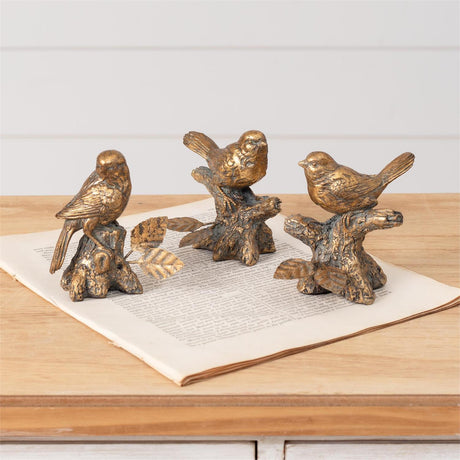 Antiqued Golden Bird Resin Figurines | 3 Styles