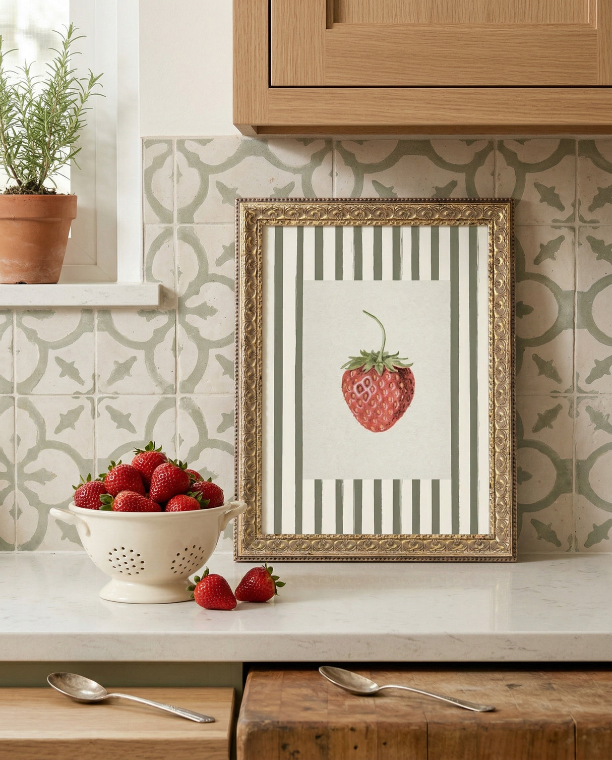 Framed Strawberry Botanical Wall Art