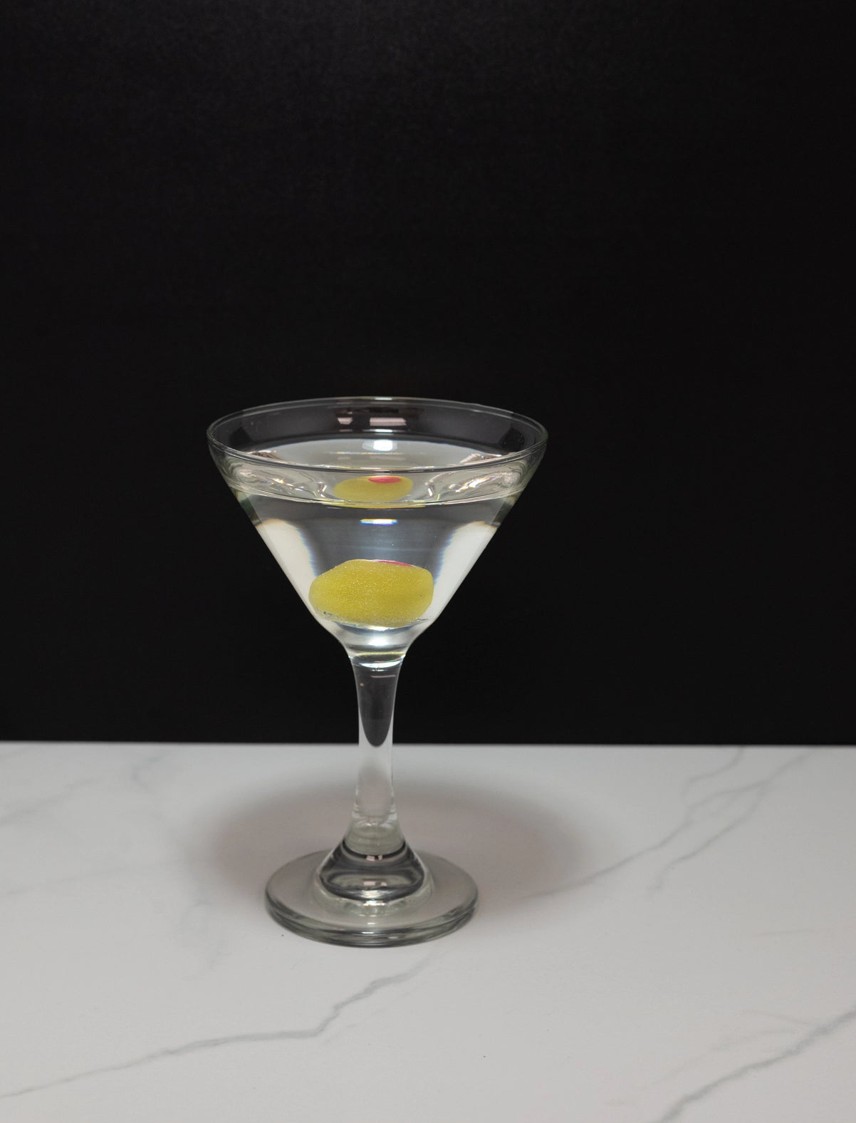 Realistic Fake Martini Glass with Olive