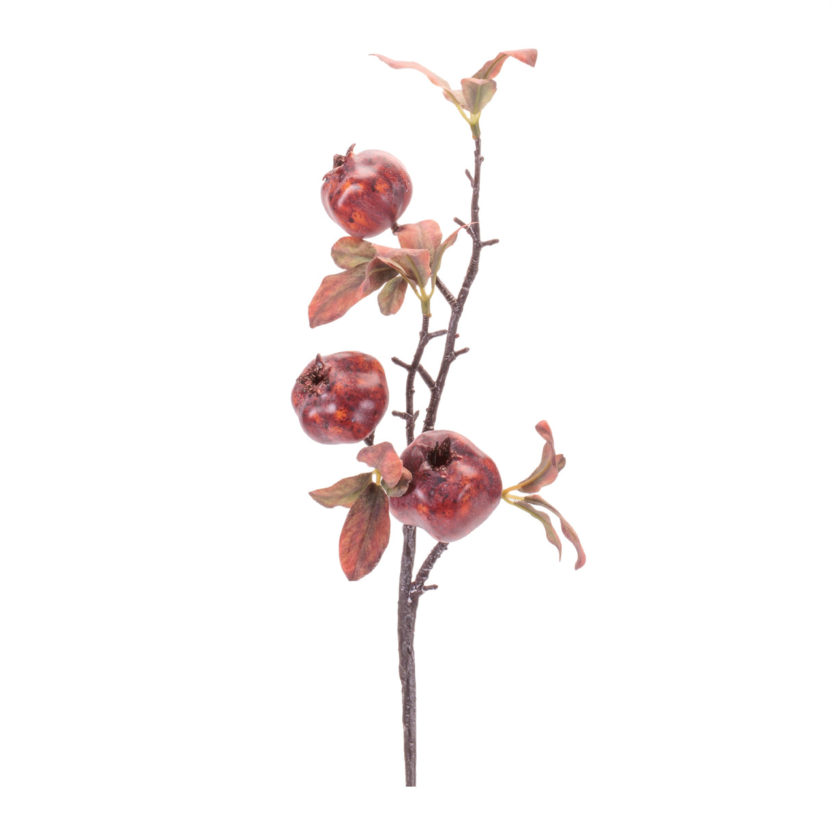 Faux Pomegranate Stem with Leaves