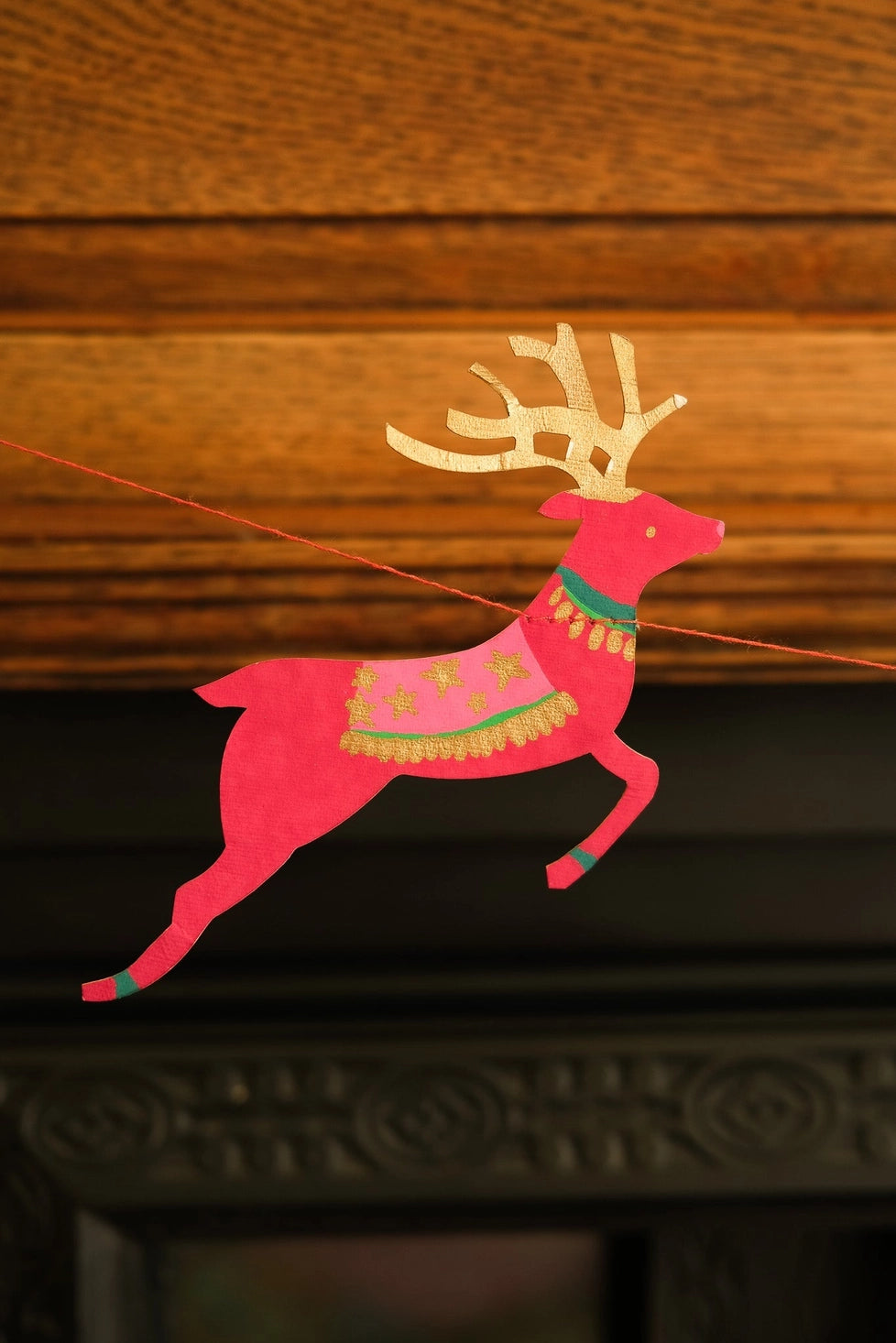 Bright Reindeer Sewn Paper Garland | East End Press