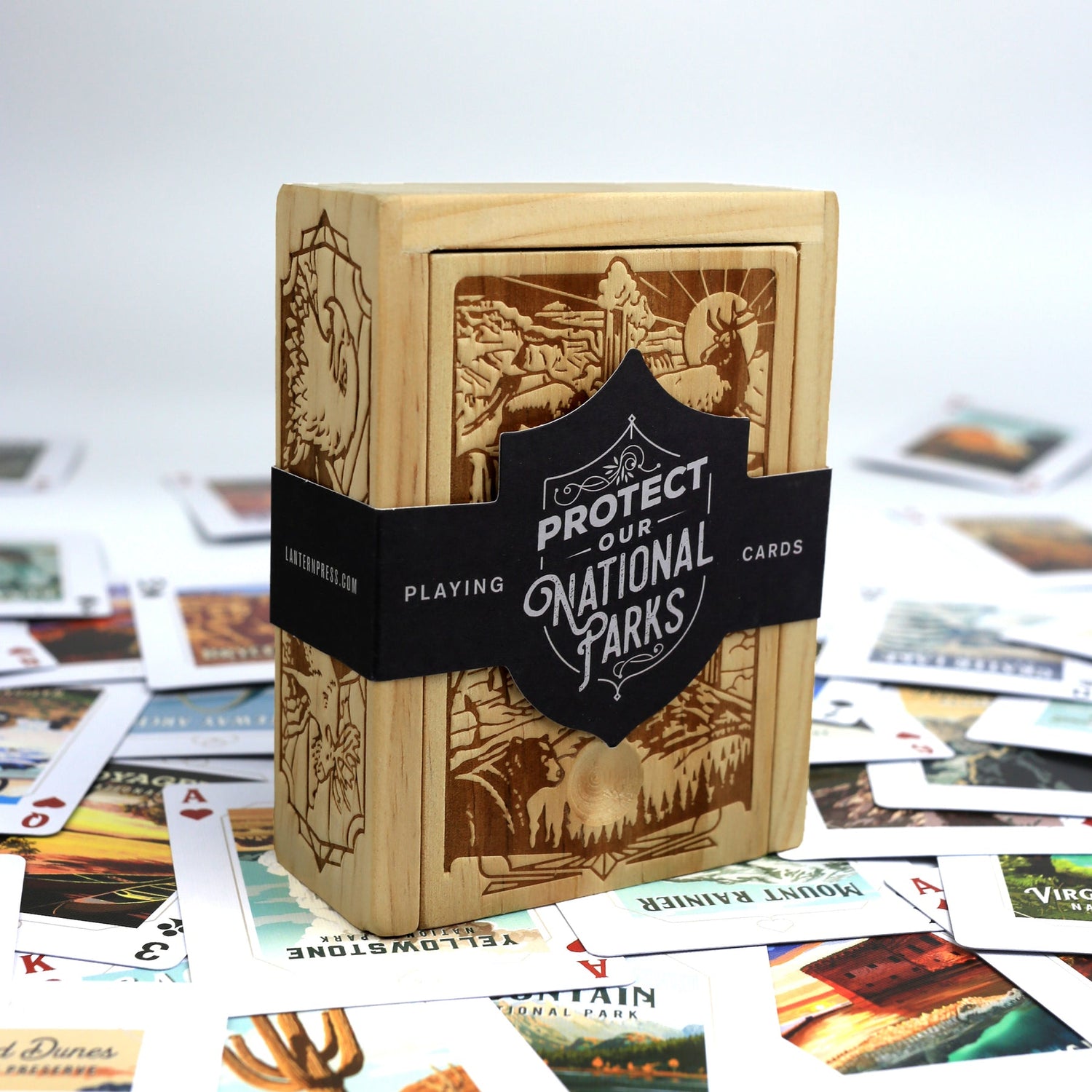 Protect Our National Parks Premium Playing Cards in Wooden Box