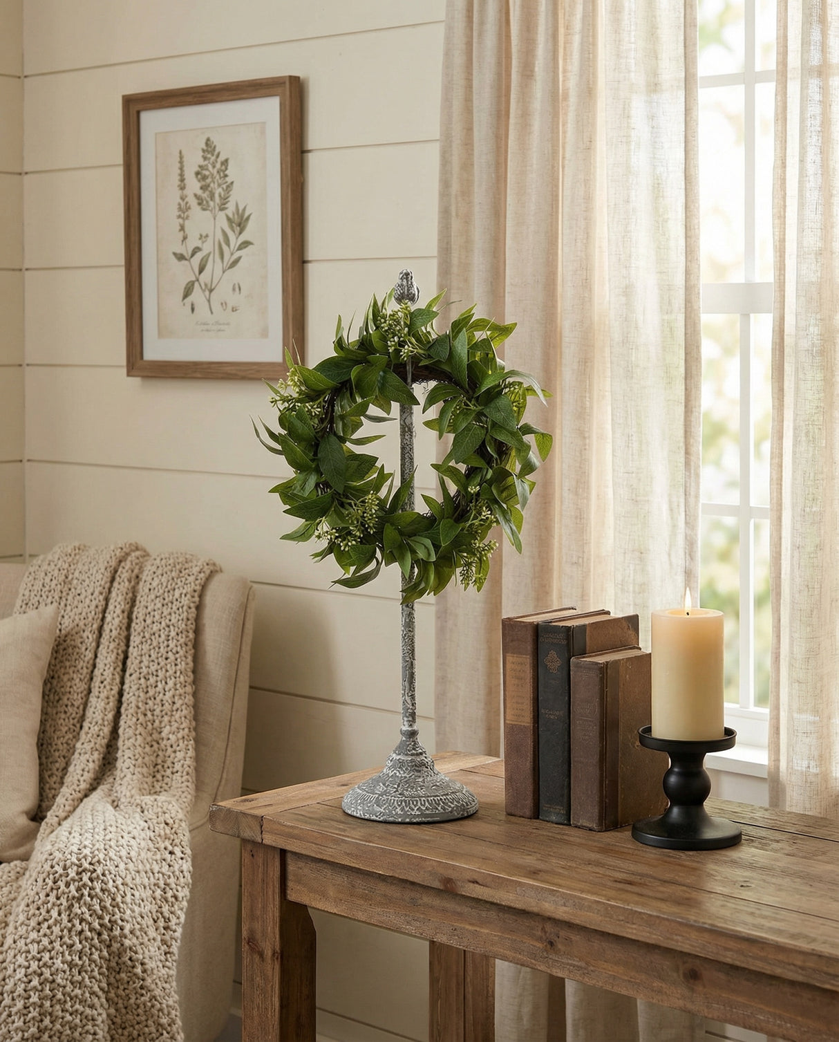 Adjustable Weathered Grey Wreath Display Stand