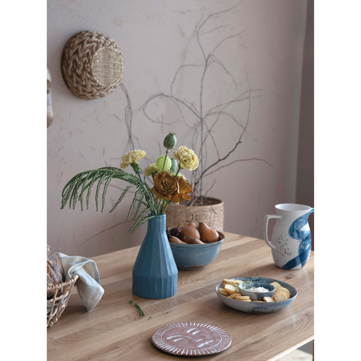 Hand-Painted Ceramic Chip & Dip Bowl Set