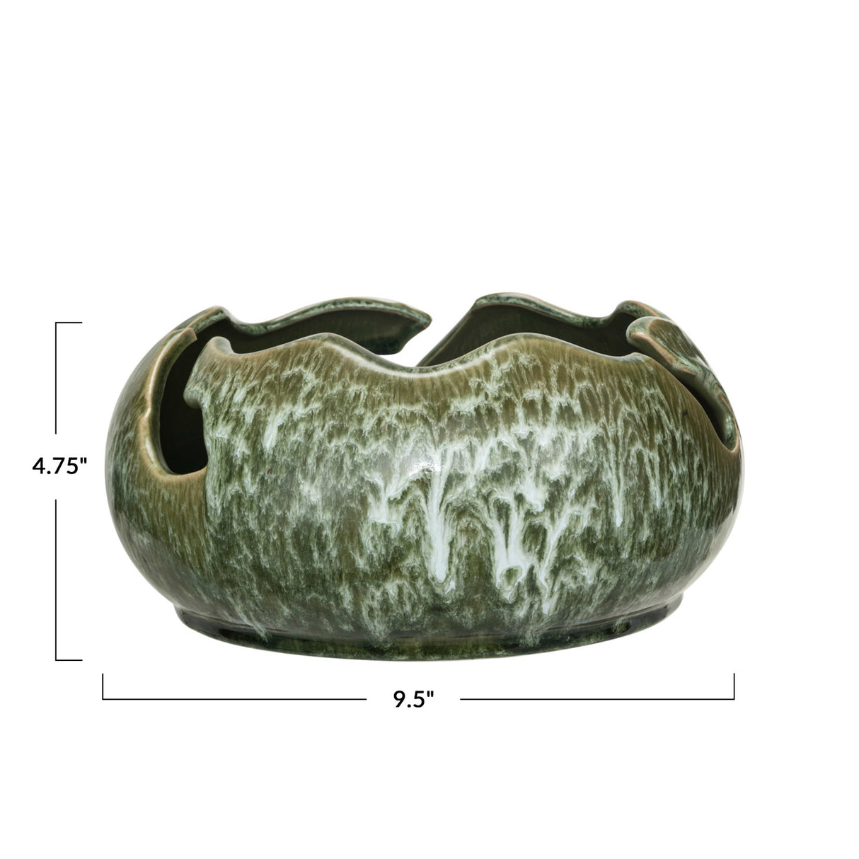 Green Reactive Glaze Organic Edge Bowl