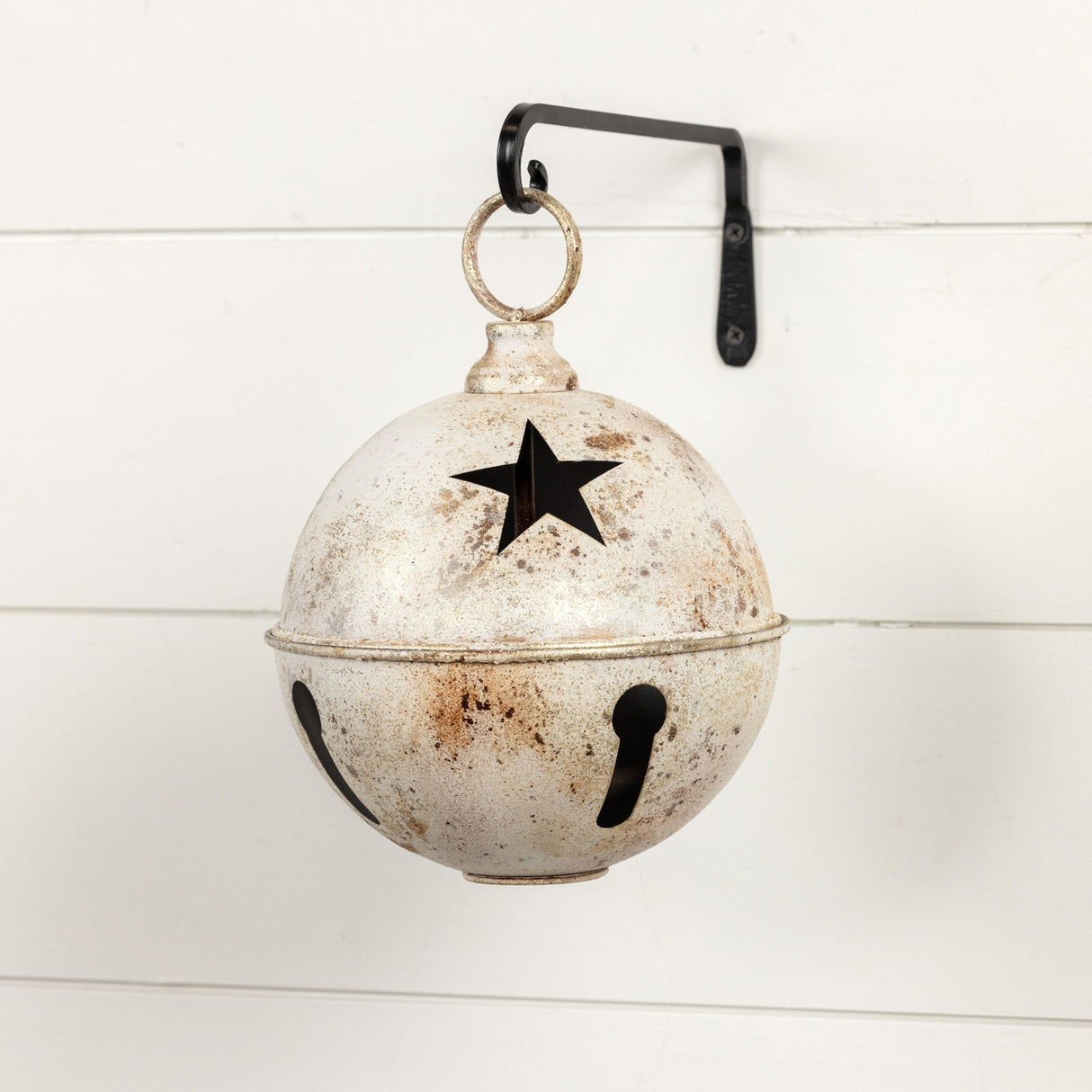 Jumbo Oversized Distressed White Star Sleigh Jingle Bell | 3 Sizes