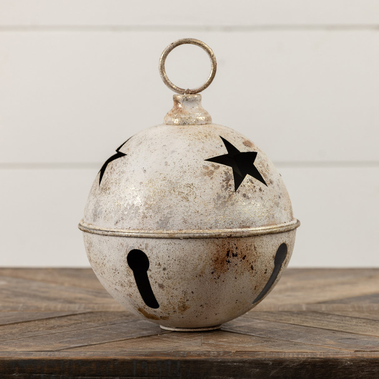 Jumbo Oversized Distressed White Star Sleigh Jingle Bell | 3 Sizes