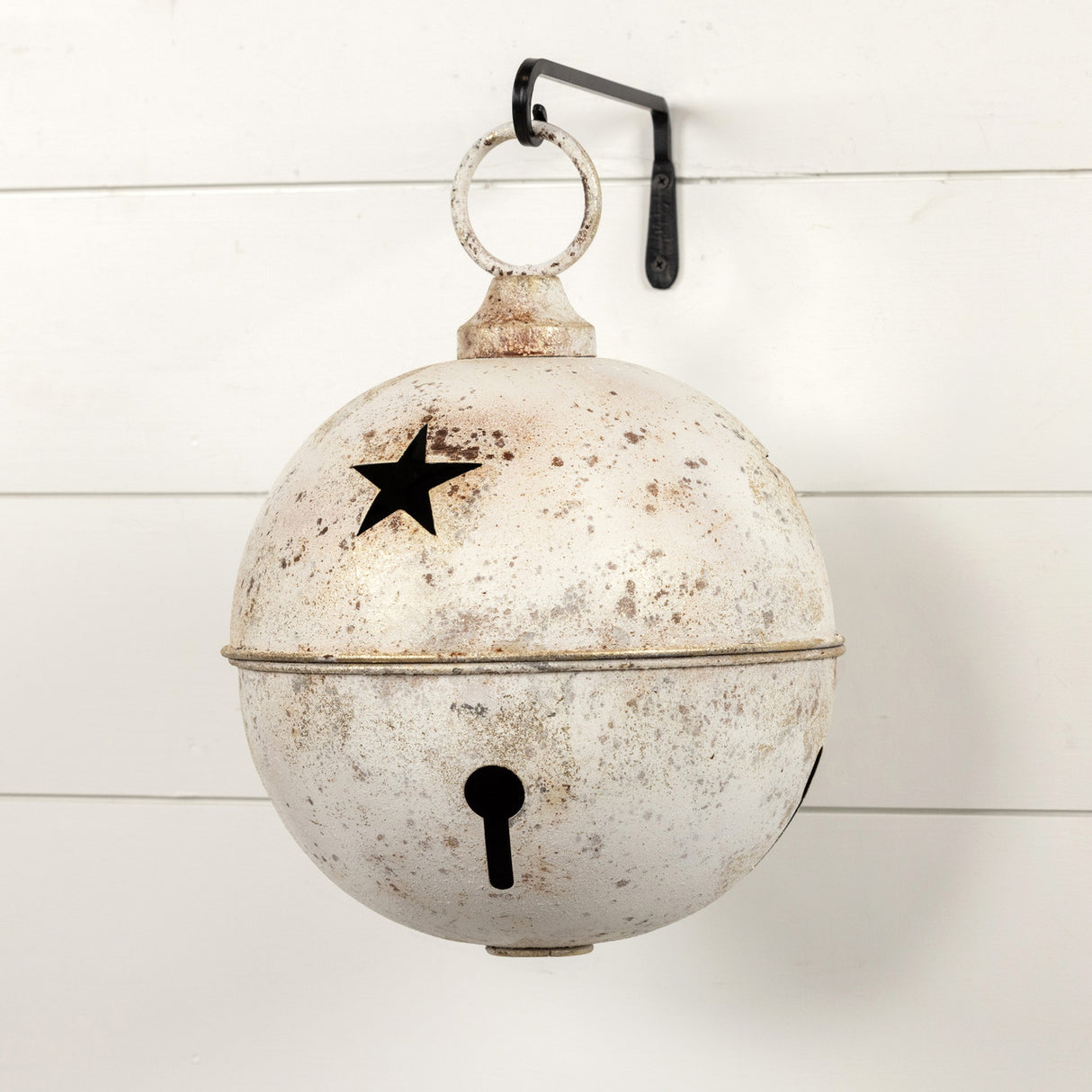 Jumbo Oversized Distressed White Star Sleigh Jingle Bell | 3 Sizes