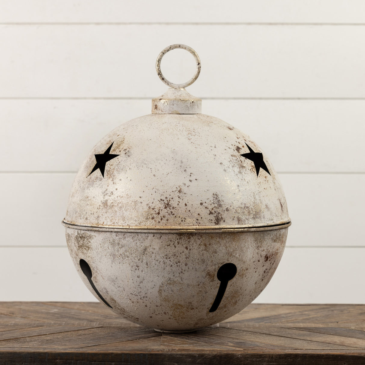 Jumbo Oversized Distressed White Star Sleigh Jingle Bell | 3 Sizes