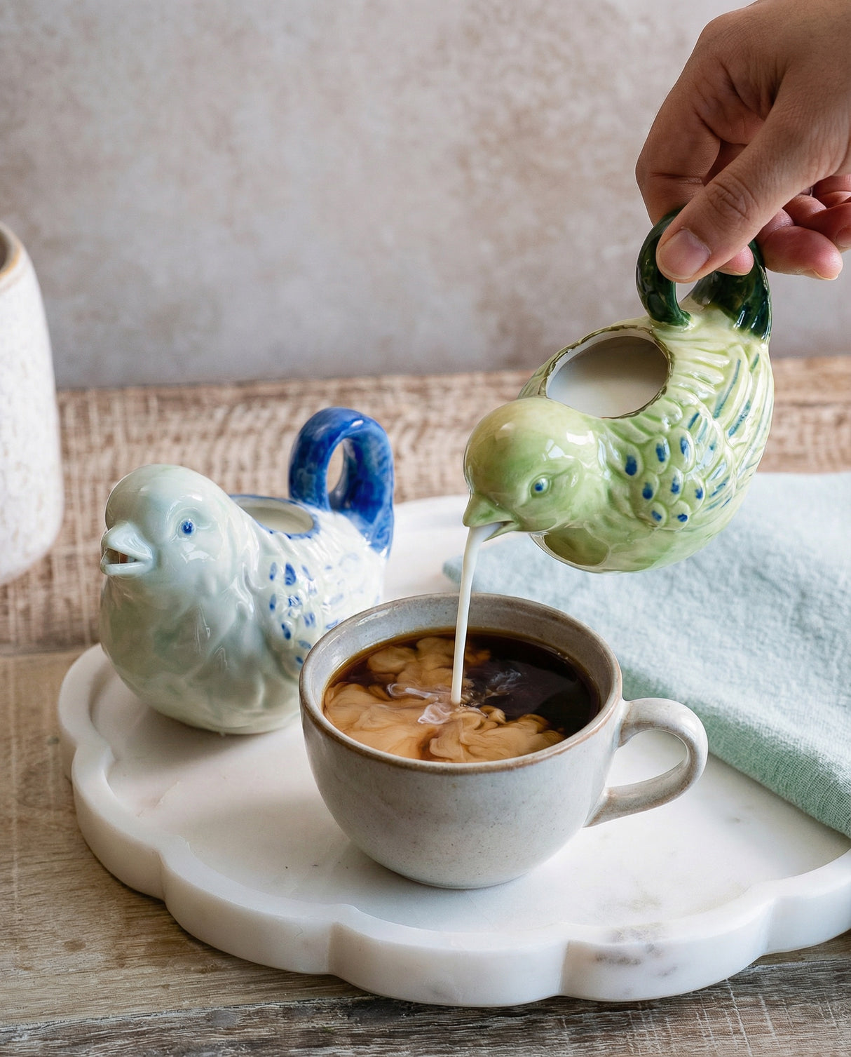 Ceramic Bird Creamer Holder