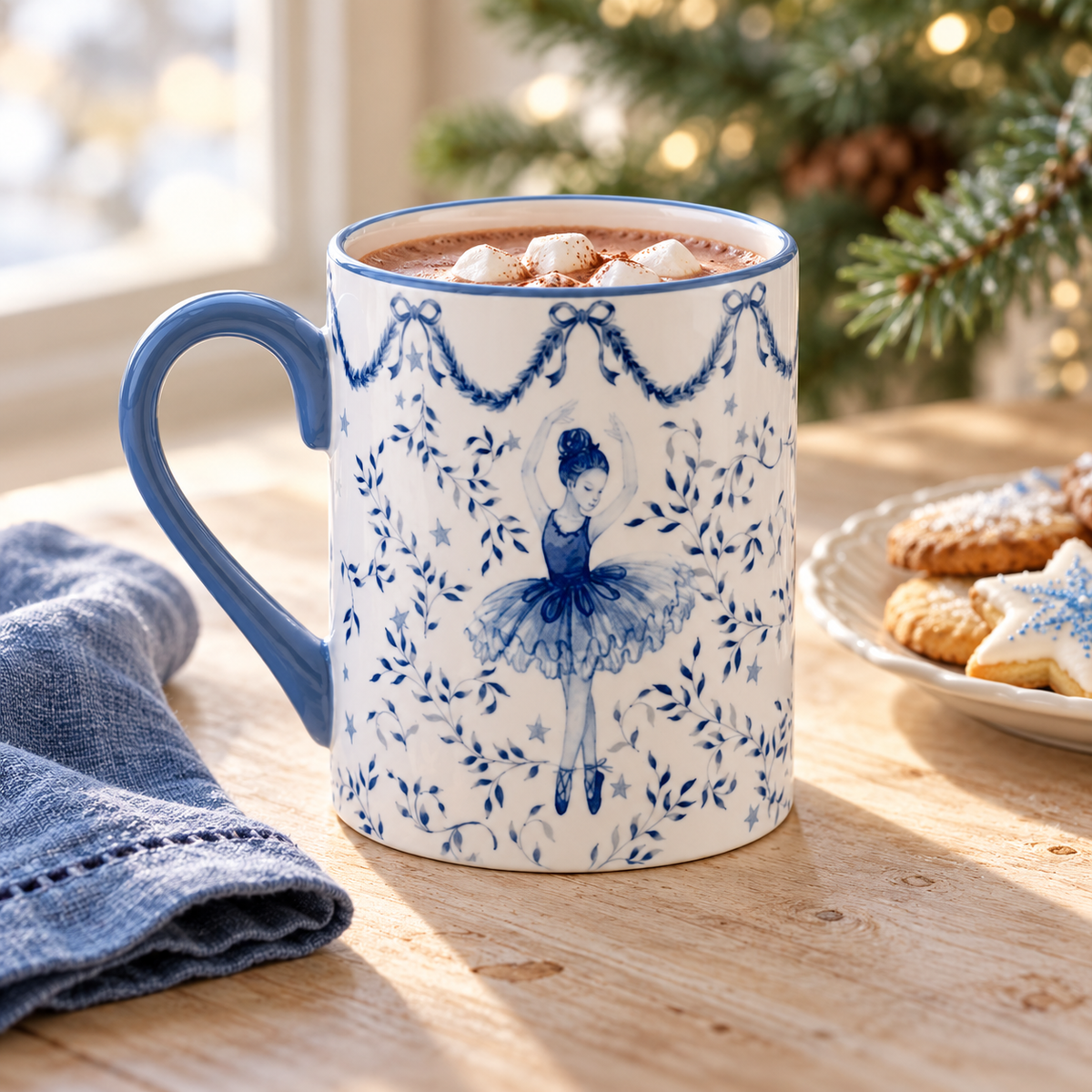Blue & White Ballerina & Nutcracker Mug