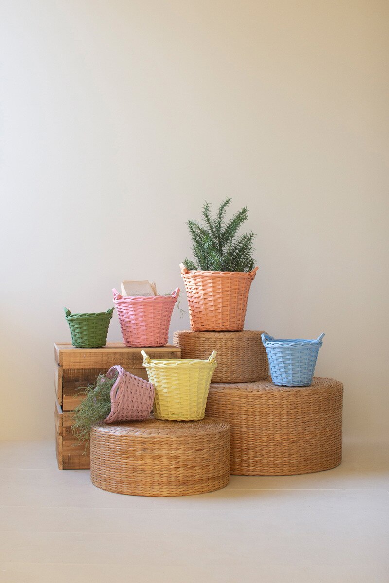 Pastel Easter Willow Basket with Handles