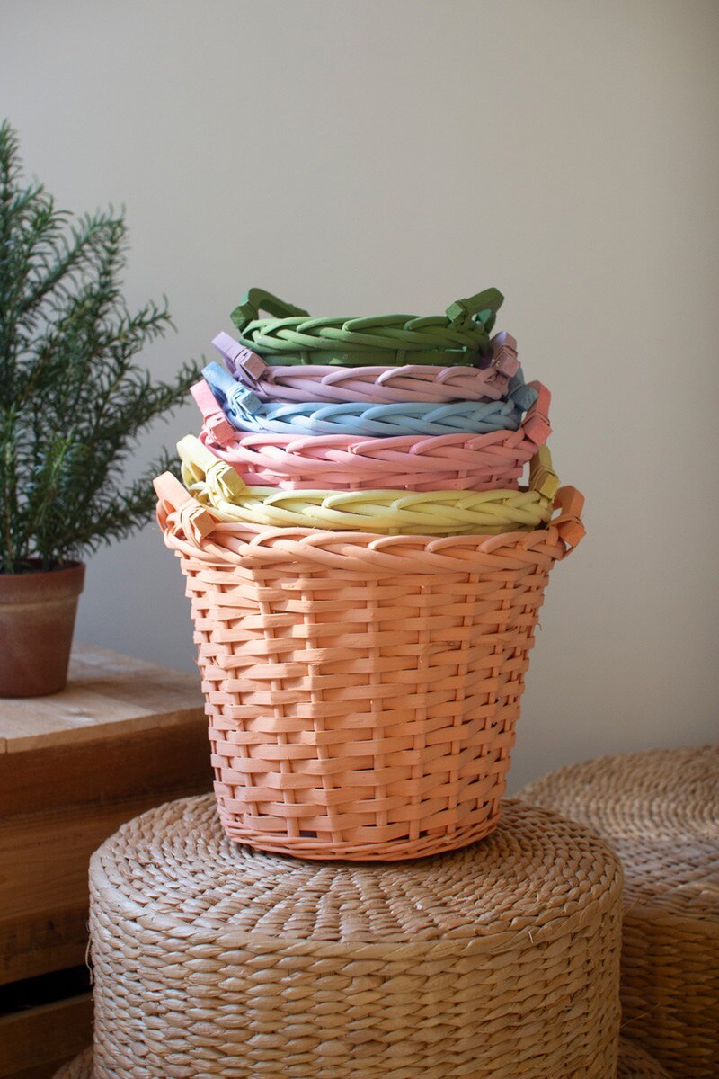 Pastel Easter Willow Basket with Handles