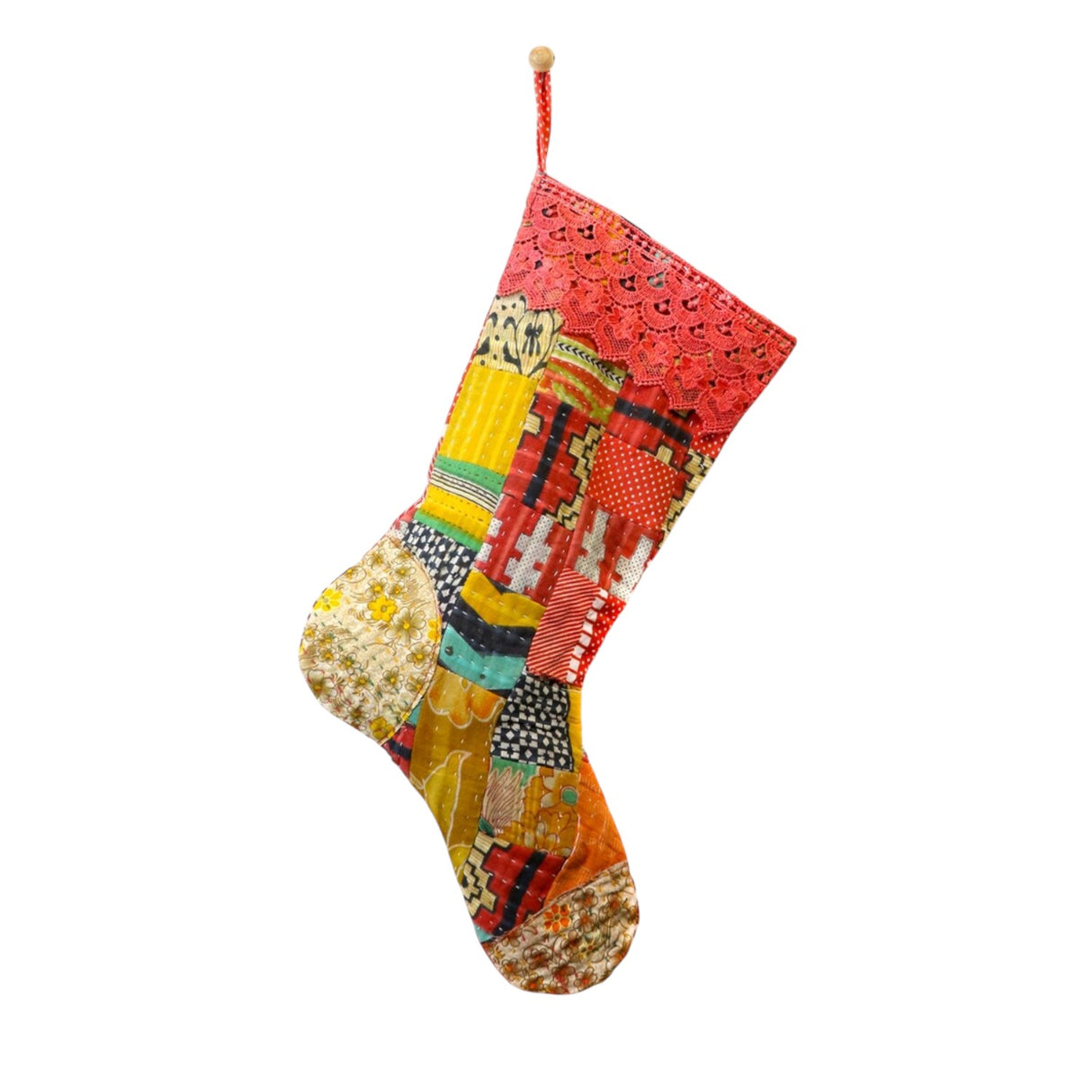 Kantha Patchwork Christmas Stocking